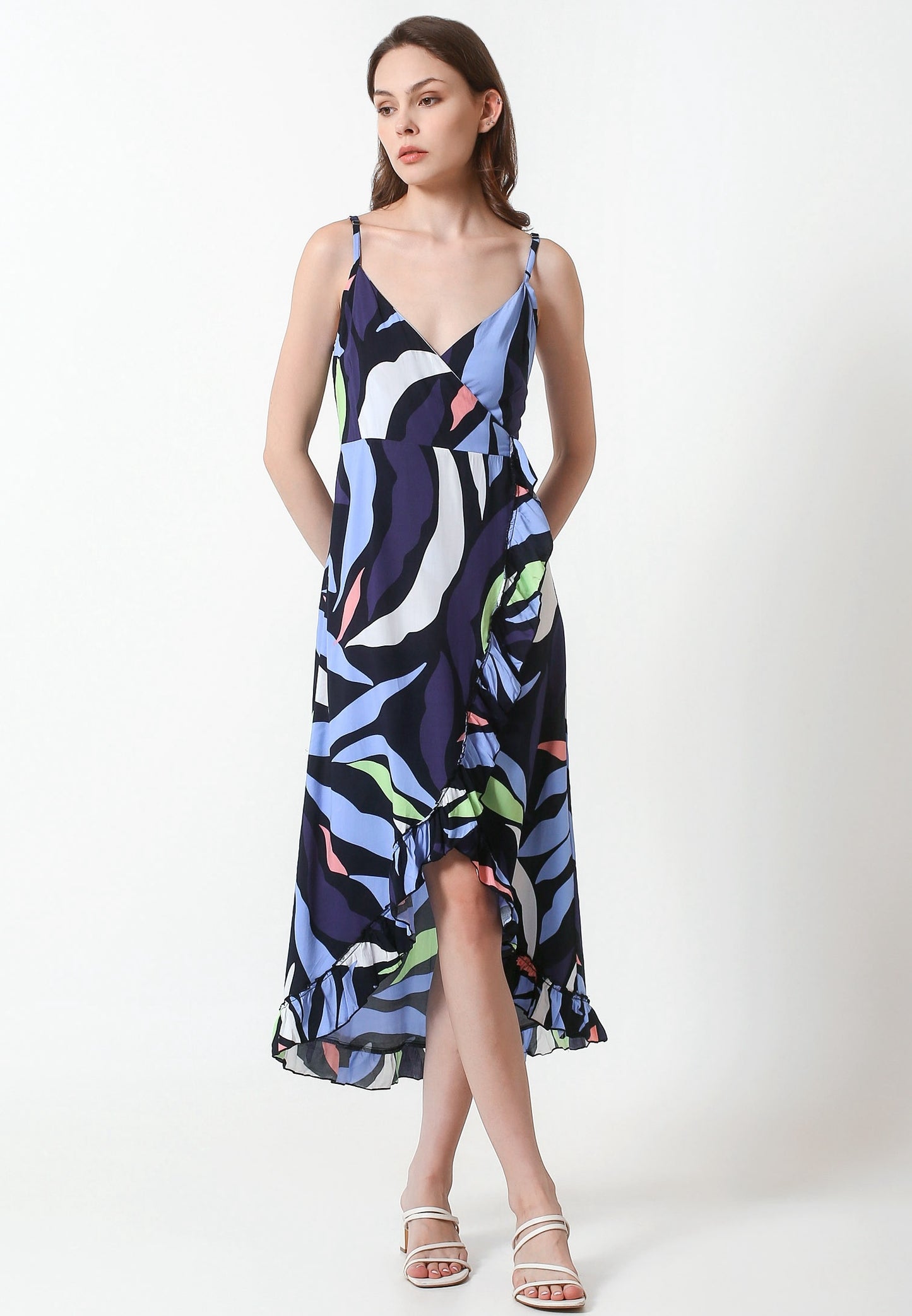 Sleeveless Wrap Midi Dress with tie on the side