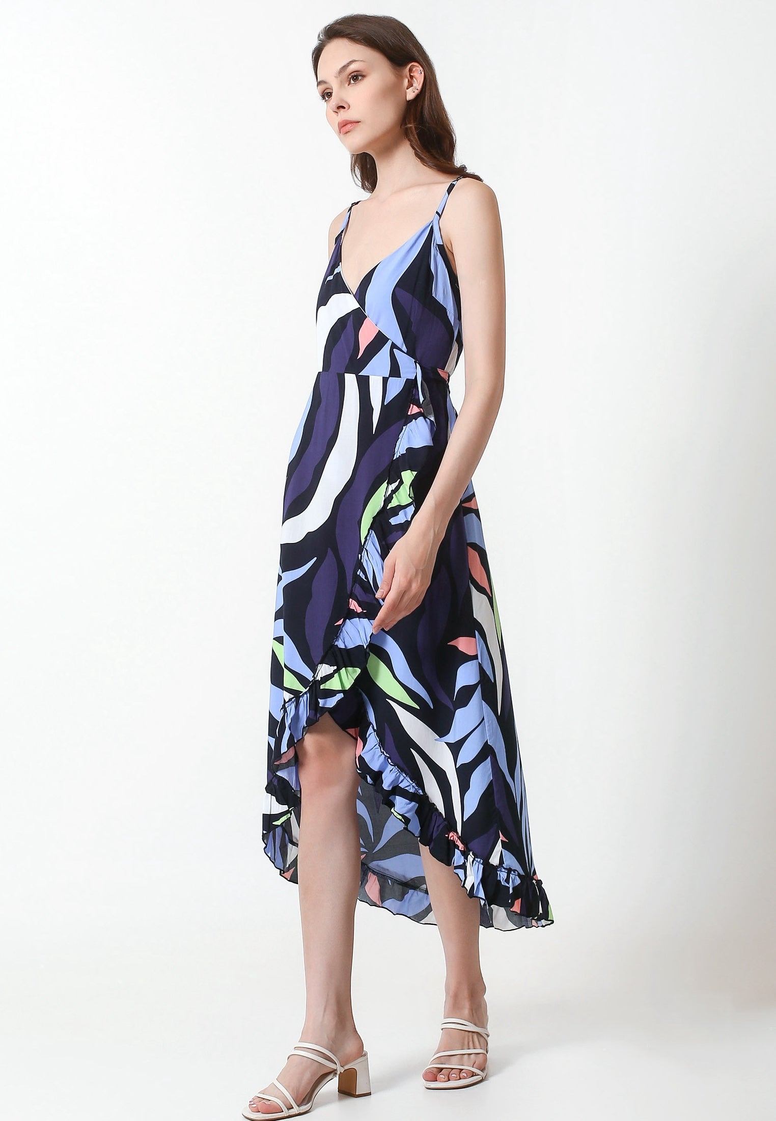 Sleeveless Wrap Midi Dress with tie on the side