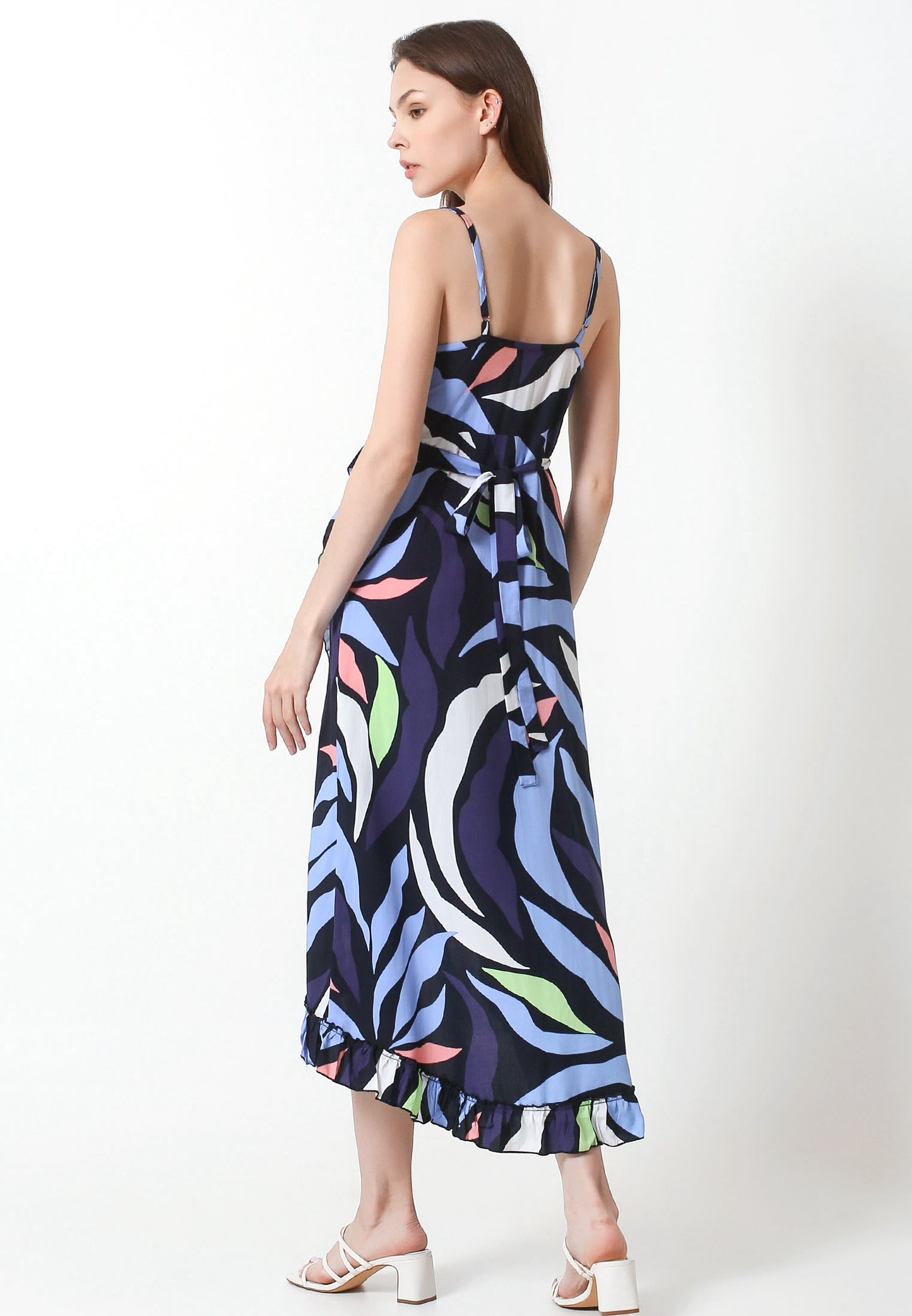 Sleeveless Wrap Midi Dress with tie on the side