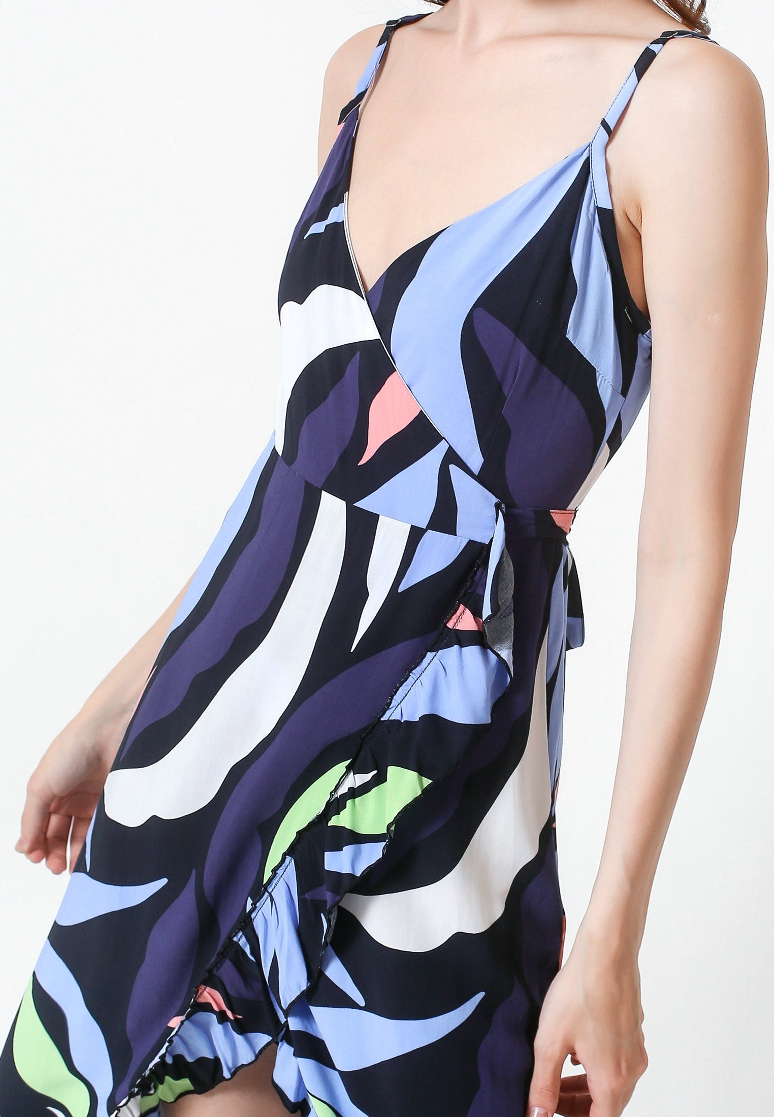 Sleeveless Wrap Midi Dress with tie on the side