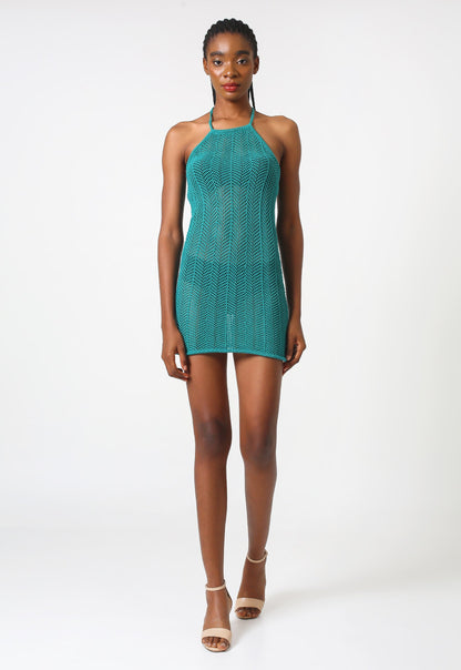 Naya Knit Mini Dress Turquoise
