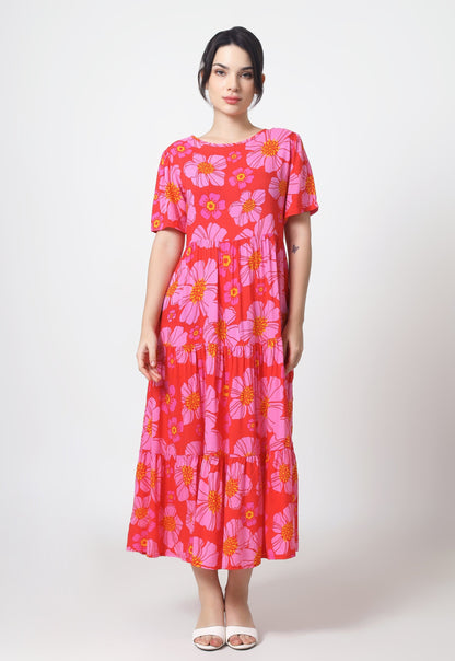 Danica Midi Dress Fleur Rouge