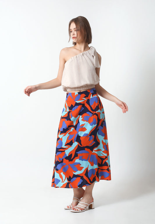 Midi skirt A line, sustainable Rayon, 2 pocket on the side and zipper at the back