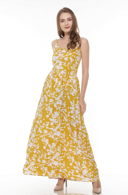 Bella Maxi Dress Mustard Floral