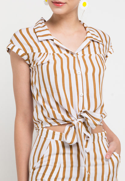 Scarlet Crop Top - Terracotta Stripe