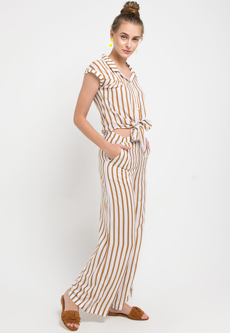 Scarlet Crop Top - Terracotta Stripe